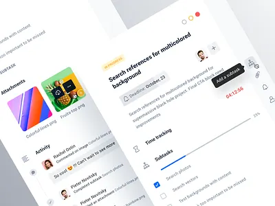 Project management tool: Task details app cards checklist dashboard data interface product design sidebar task tool ui ux web