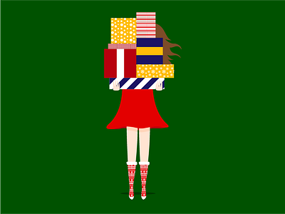 Christmas presents character christmas fun hike one illustration presents vector woman