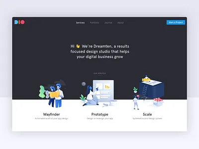 Dreamten.com button home page icons illustration landing landing page logo menu responsive typography ui ux web website