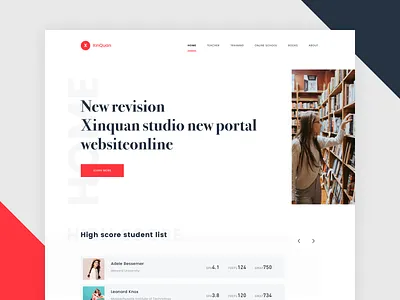 Xinquan Postgraduate Redesign Home Page design fraction grade master postgraduate red score transcript ui ux web design