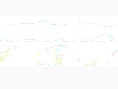 Submarine Surface boat coral line minimal sea submarine underwater