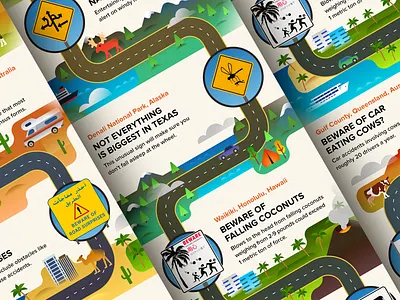 Funny Road Signs - infographic affinity car carriageway cloud design flat gradient illustration motorway street vector vehicle