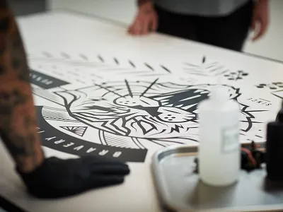 Bravery Tattoo Tiger - Custom table top art direction custom design full circle furniture graphic design illustration photography photoshoot table table design tattoo art tattoo artist tiger