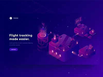 Flight Tracking Illustration airport blue boxes car contrast design flying gradient gradients holograms illustration isometric isometry lights modern plane planes travel vector