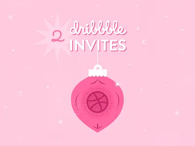 2X Dribbble Invites christmas dribbble holiday illustration illustration invitation invites ornament pink sparkle vector vintage