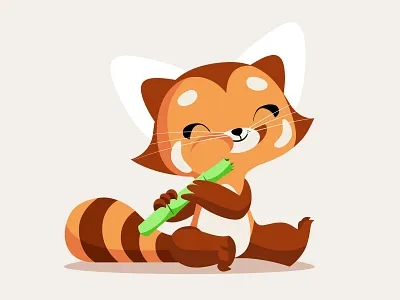 Red Panda - Kinzoo animal animal character concept art eating happy illustration kids panda photoshop red