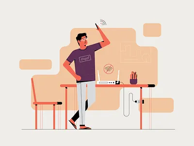 No WiFi character connection error frustrated guy illustration internet lost man no studiotale style wifi