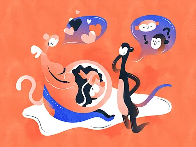 Am I the dad? | 生猴子 baby chinese chineseidiom design flat fourchars hiwow idiom illustration monkey vector