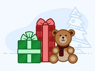 Teddy Bear & Gifts christmas gifts presents teddy bear tree vector wrapping paper