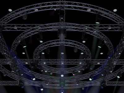TV Studio Stage Truss and Lights. 3d bar club concert disco effect film lamp laser led light par pattern show spot spotlamp spotlight stage studio tv