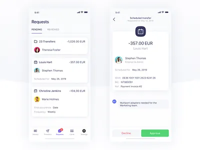 Requests list and detail - Qonto account app bank bank app design interface ios mobile notification qonto sketch transaction transfer ui