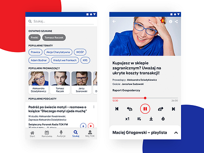 TOK FM - seach and player android app design interface ios mobile player podcast radio search ui ux