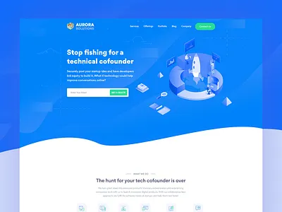 Aurora || Agency Landing Page agency business clean color design flat illustration landing landing page minimal software house startup trend typography ui uiux web website