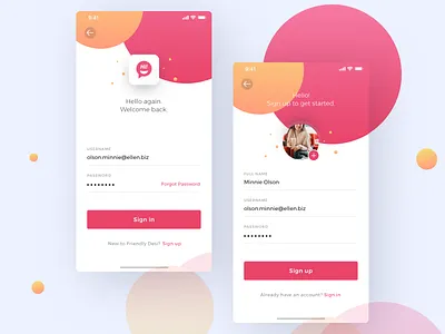 Sign in and Sign up ios screens for one of the clients ios login pink register signin signup signup form