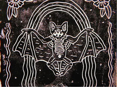 Help americana bat black black and white design flash floral handmade illustration illustrator ink lino print linocut music oh sees printing tattoo thee oh sees traditional tshirt