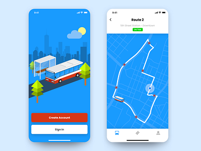 Daily UI #009 app bus bus route concept dailyui illustration ios iphone isometric map mobile