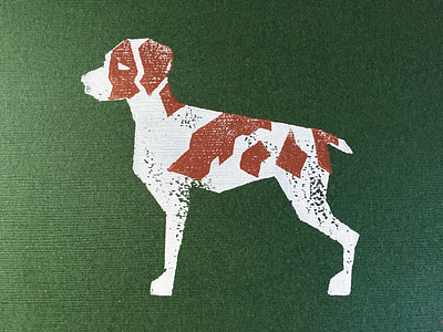 Sedona Linocut Print brittany christmas dog illustration linocut printmaking texture