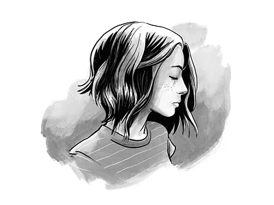 Ink wash art characterart digital digitalart illustration line art
