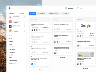 Project Management Dashboard View apps board clean dash dashboard design home interface kit management menu product project project management table tool trello ui ux web