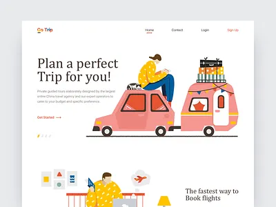 Travel / Web site booking flght illustration travel trip ui web