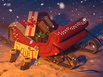 I Quit 3d christmas christmas presents holidays i quit illustration merry christmas santa boots santa claus santa sled santa sleigh snowing