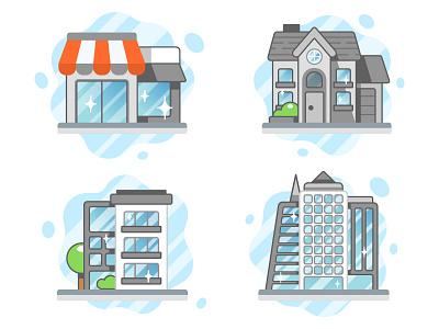SqueegeeHero Icon Illustrations building cartoon cleaning company cleaning service icon illustration outline icons outline illustration wavy