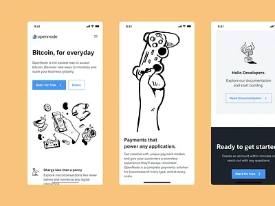 OpenNode - Landing page - Mobile blue clean illustration interface iphone landing page mobile significa ui website white