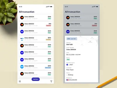 Transaction Details crm dashboard layers mobile subscription transaction