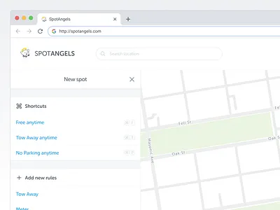 Web Editor design florent lenormand parking parking map spotangels website