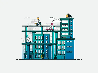 From Here to there app architechture building cab car city design icon illustration internet taxi linear lineart snapp taxi transportation ui vector