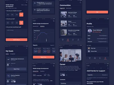 Challenge Mobile App app clean community contract dashboard ui design goal mobile app notifications productivity report schedule ui ux weeklyconcept