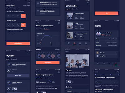 Challenge Mobile App app clean community contract dashboard ui design goal mobile app notifications productivity report schedule ui ux weeklyconcept