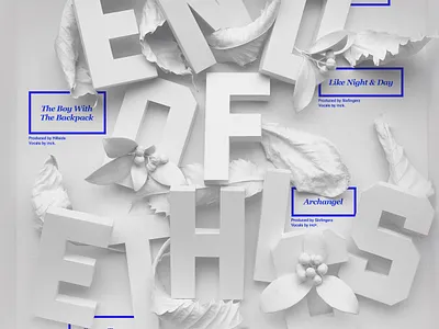 End Of Ethics 3d graphic graphic design hand crafted hand cut handlettering hiphop lettering paper art poster art tactile design tactile typography typo white