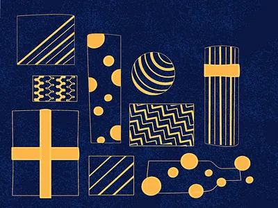 Christmas Gifts blue christmas gifts gold illustration patterns xmas