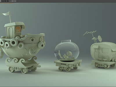 Train project 3d animation c4d cute stylized train