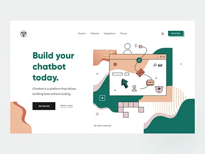 Chatbot: Header bot chat chat bot header landing landing page main main page product product page typography web website