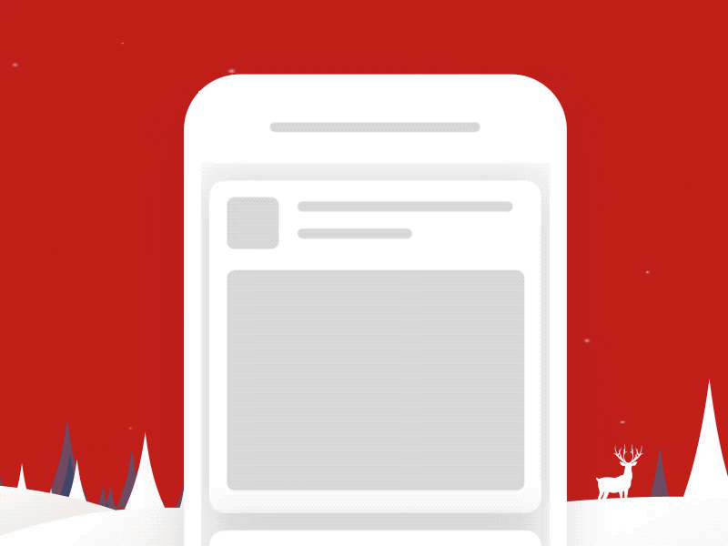 a pull to celebrate Merry Christmas and Happy New Year flat illustration interaction design loading micro interaction minimal new year 2019 progress animation pull to refresh refresh reindeer snow flake