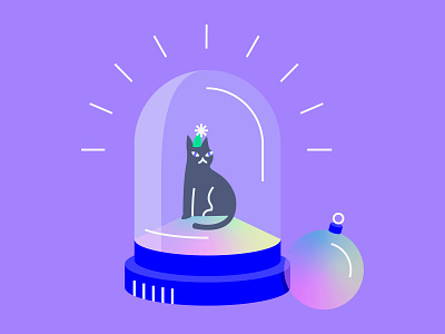 Christmas bauble cat christmas dribbble flat gradient illustration snowball vector