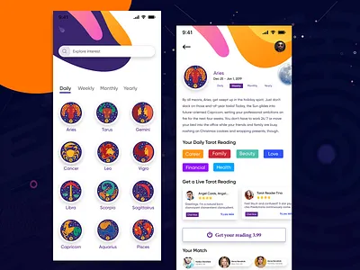 Astrology & Horoscope App android astrology app app astrology horoscope ios astrology app tarot reading ui ui ux design