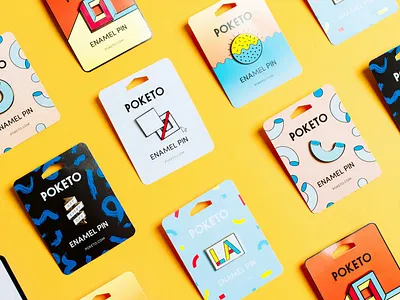 Poketo enamel pins design enamel pin illustration package design pattern surface design
