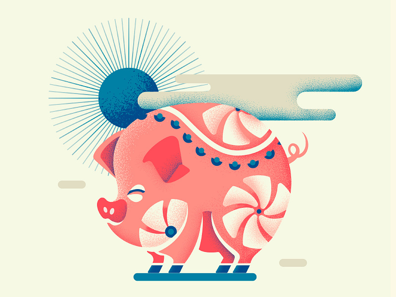 2019 - The Year of the pig 2019 chinese zodiac horoscope illustration new year pig piggy sail ho studio shostudio vector year of the pig