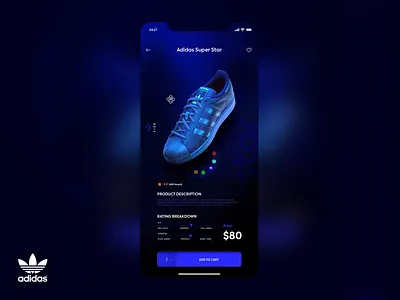 Adidas Shoes Ecommerce App UI Design adidas app blue branding clean dark design ecommerce hero homepage mobile shoes shop ui ux