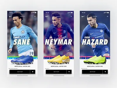 Nike Football #2 athletes boots button design design art fashion football hazard ios mobile neymar nike online sanè shoes soccer sponsorship store ui design ux design