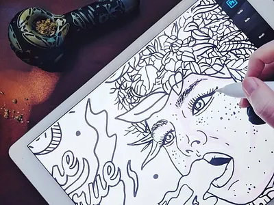 Dreams Do Come True art astropad babe babememe design drawing flower girl hand lettering illustration ipad illustration ipadpro lettering marijuana photoshop stoner type typography weed woman