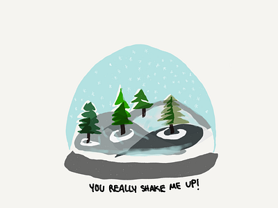 Last Minute DIY Holiday Card drawing holiday illustration paper 53 pun snowglobe trees