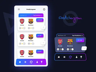 Predictogram User Interface dark football logo soccer ui ui ux design ui design ui pack uipractice white