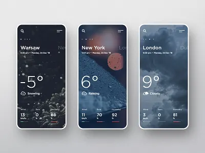 #3 WeatherNow - Mobile App Concept adobexd android app clean concept dark design flat graphic homepage iphone minimalism mobile modern phone slider ui ux weather weather app