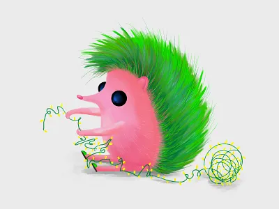 Colorful Christmas Critter, No. 06 colorful christmas critter hedgehog lights