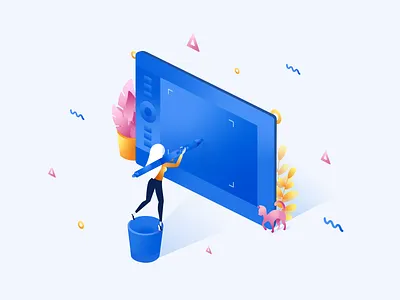 Designer 3d art cattle character design designer gradient illustration illustrator isometria isometric people vector wacom