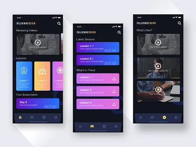Mentoring App User Interface app dark darkui design ios iphonexs ui ux